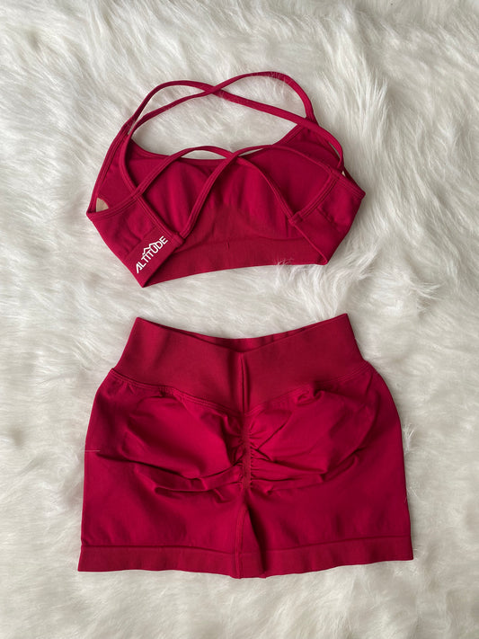 Sculpt Signature Scrunch Shorts - Red